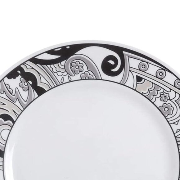 6 Corelle Ceramic Luncheon Plates  Vive Collection Art Nouveau White Black EUC - Picture 5 of 6